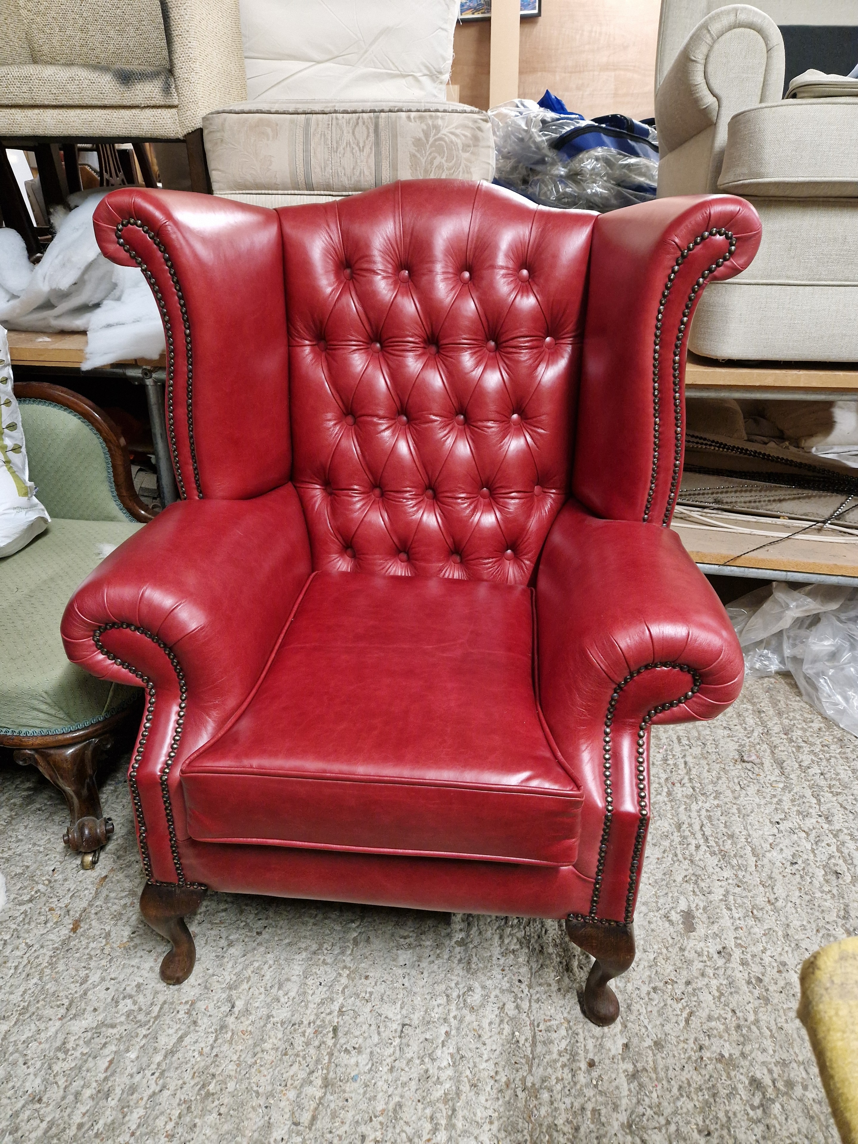 Red leather wingback