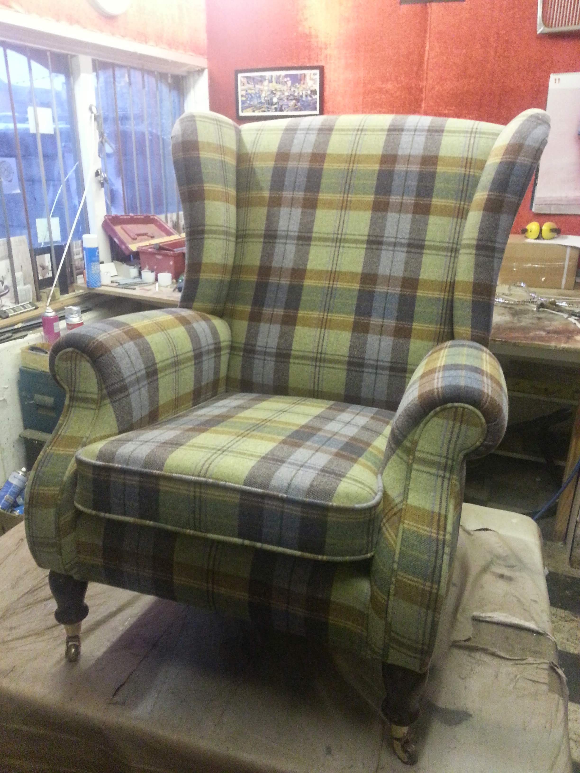 Green tartan wingback