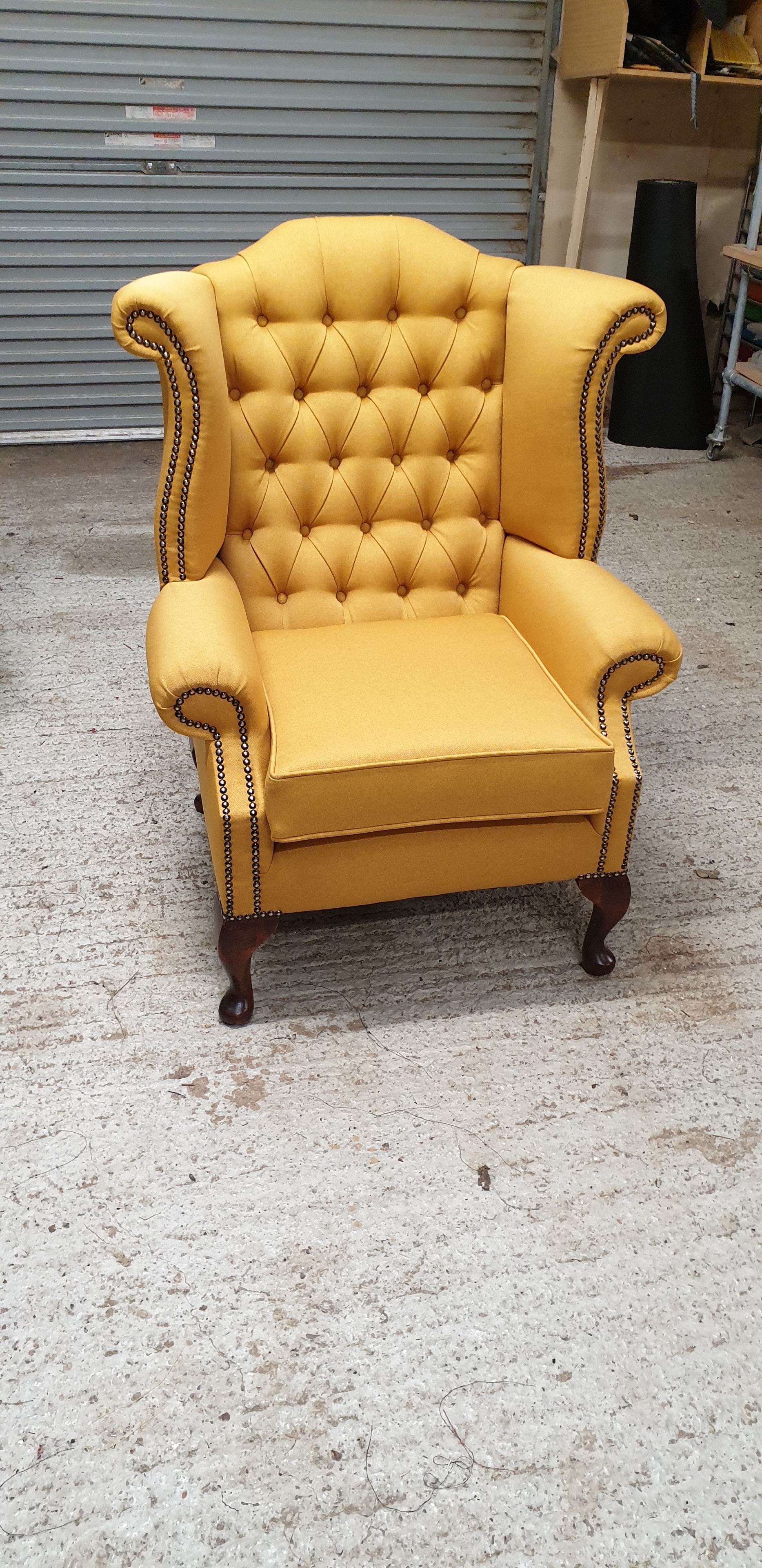 Mustard yellow wingback
