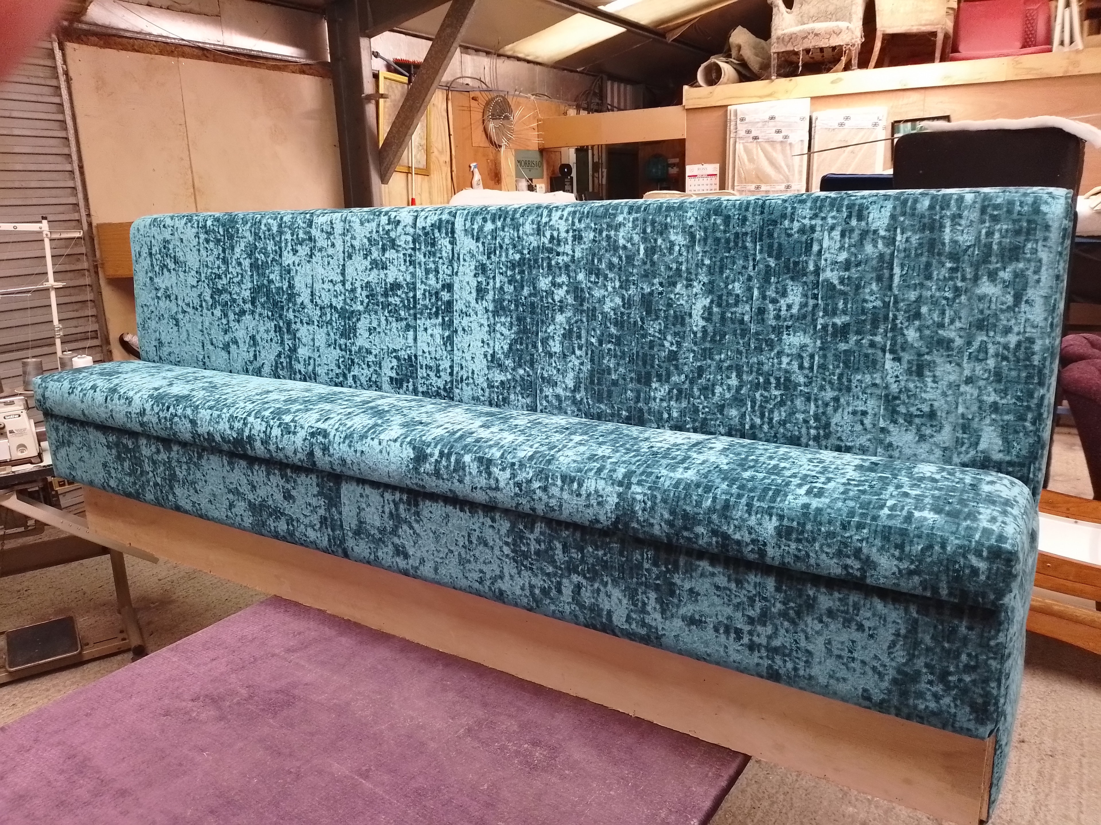 Teal crushed velvet sofa