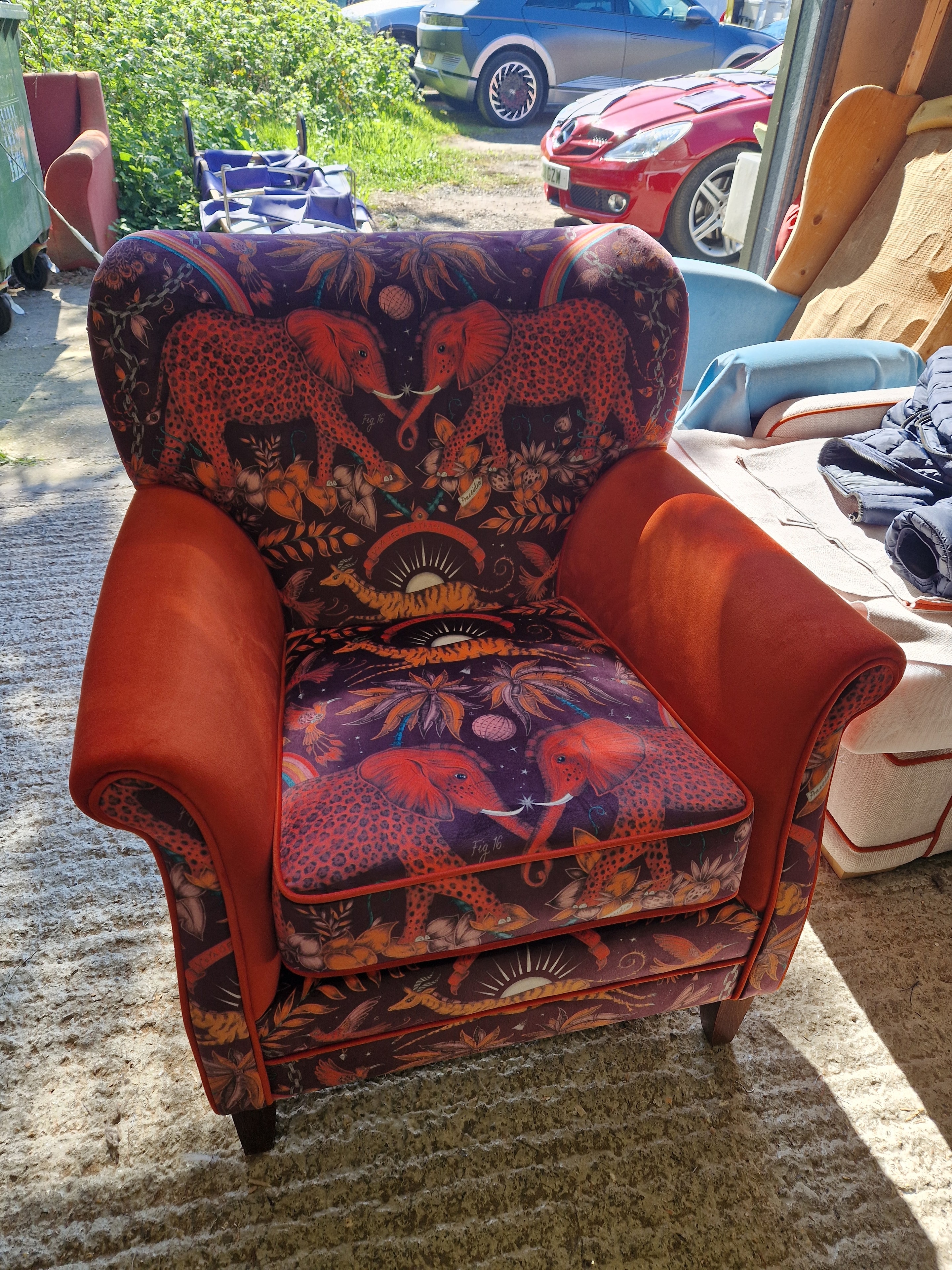 Tropical print armchair